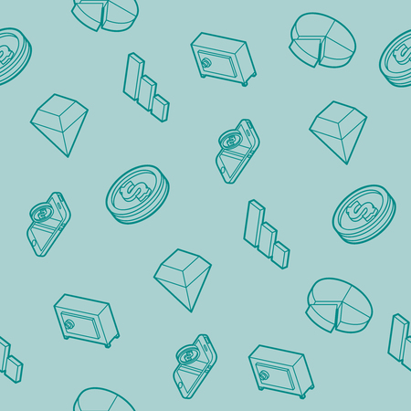 Finance flat outline isometric patternのイラスト素材