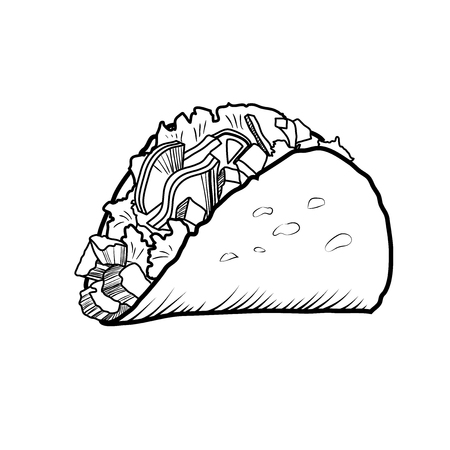 Sketch hand drawn illustration of taco.のイラスト素材