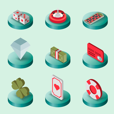 Casino flat isometric set. Design icons. Vector illustration, EPS 10の写真素材