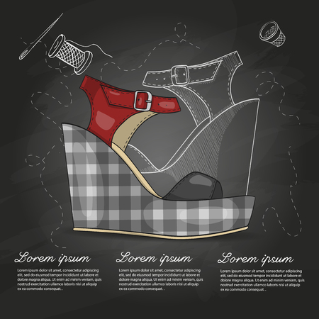 Fashion vector sketch womens shoes.のイラスト素材