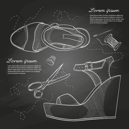Fashion vector sketch womens shoes.のイラスト素材
