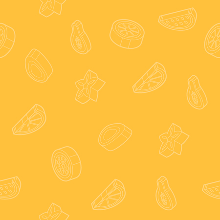 Fruit outline isometric patternのイラスト素材
