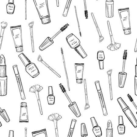 Glamorous make-up seamless patternのイラスト素材