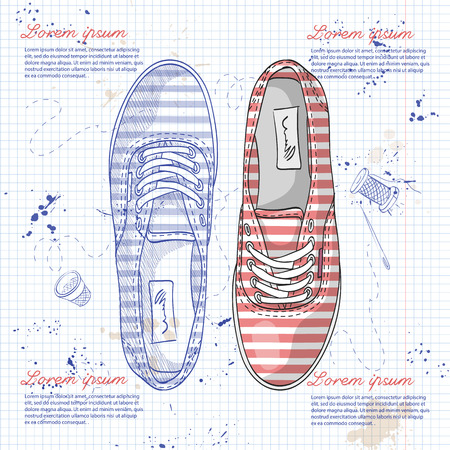 Fashion vector sketch womens shoes.のイラスト素材
