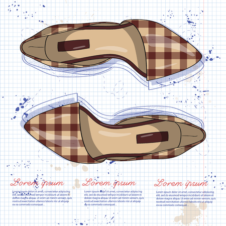 Fashion vector sketch womens shoes.のイラスト素材