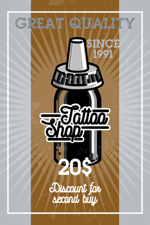 Color vintage tattoo shop banner.のイラスト素材