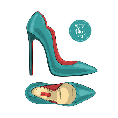 Fashion vector sketch womens shoes.のイラスト素材