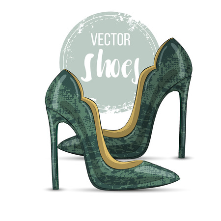 Fashion vector sketch womens shoes.のイラスト素材