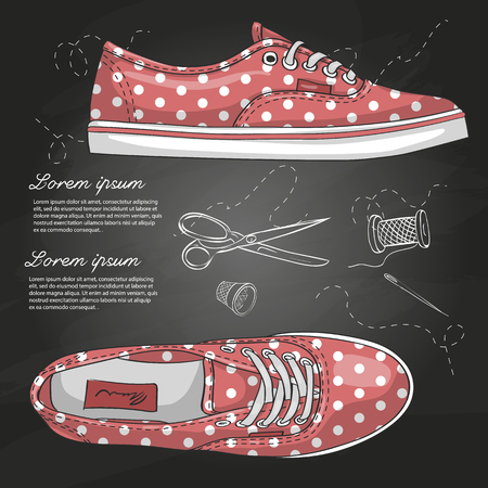 Fashion vector sketch womens shoes.のイラスト素材