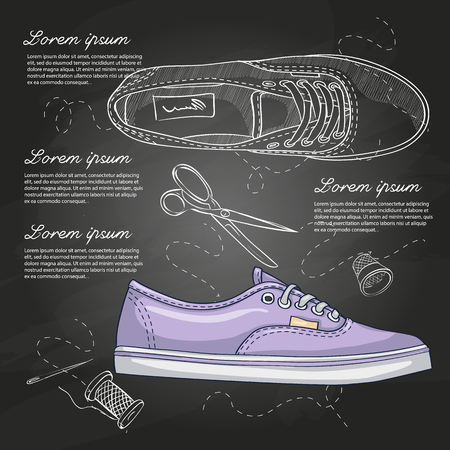 Fashion vector sketch womens shoes.のイラスト素材