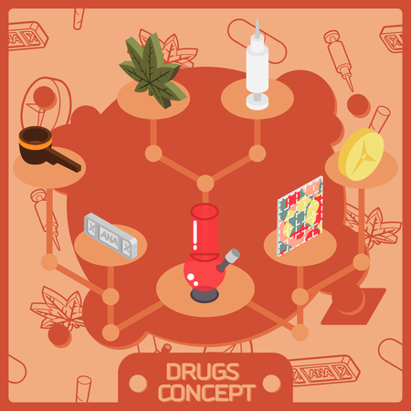 Drugs color isometric concept. Medical Color Icons. Vector illustrationのイラスト素材