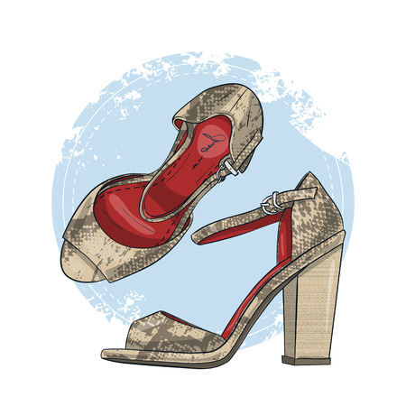 Fashion vector sketch womens shoes.のイラスト素材