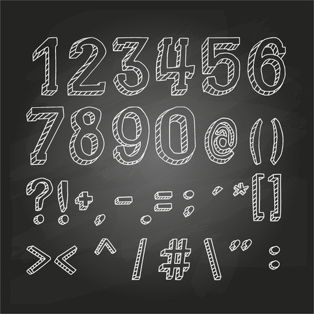 Numbers and symbols on chalkboard.のイラスト素材
