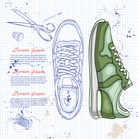 Fashion vector sketch womens shoes.のイラスト素材
