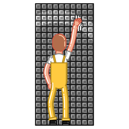 Cleaning service man. Cleaning a wall illustration.のイラスト素材