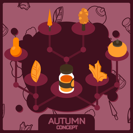 Autumn color concept isometric icons. Vector illustration, EPS 10のイラスト素材