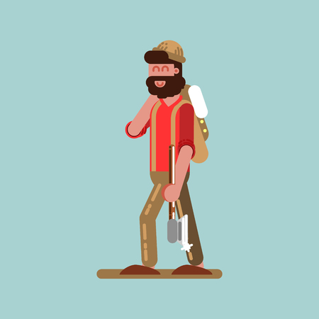 Lumberjack with axe in hand walking. Vector illustration EPS 10のイラスト素材