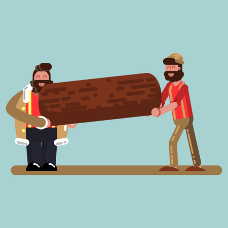 Lumberjacks bears wood. Vector illustration EPS 10のイラスト素材