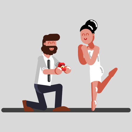 Man makes an offer to a girl to get married. Vector illustration, EPS 10のイラスト素材