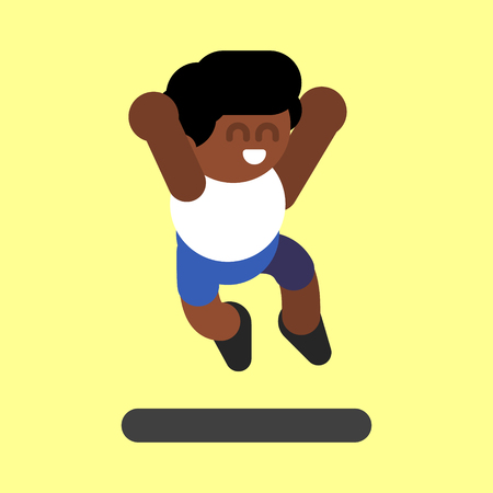 Afro american boy jumps. Vector illustration, EPS 10のイラスト素材