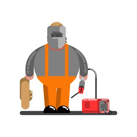 Big welder with welding machine. Vector illustration, EPS 10のイラスト素材