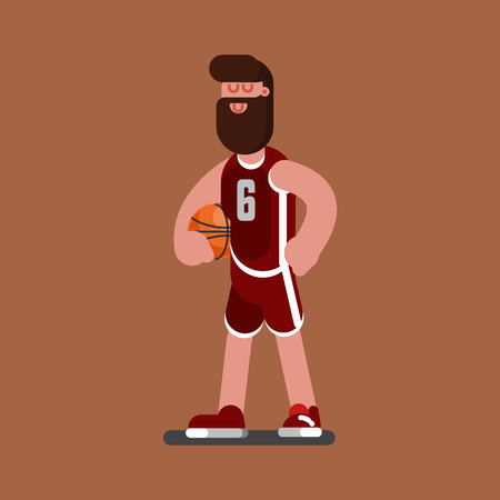 Bascketball player standing with ballのイラスト素材
