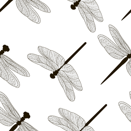Pattern of silhouettes of dragonflies.のイラスト素材