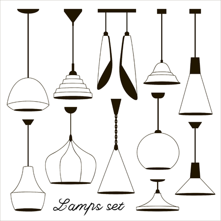 Lamps sign set for interior Vector illustration.のイラスト素材