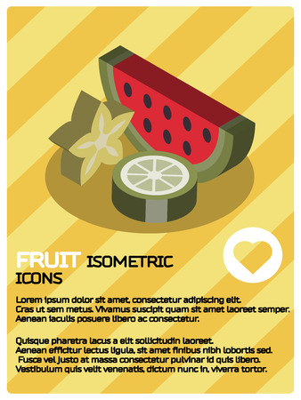 Fruit color isometric posterのイラスト素材