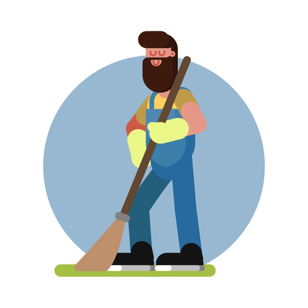 Man cleans in the gardenのイラスト素材