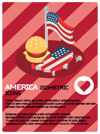 America color isometric posterのイラスト素材