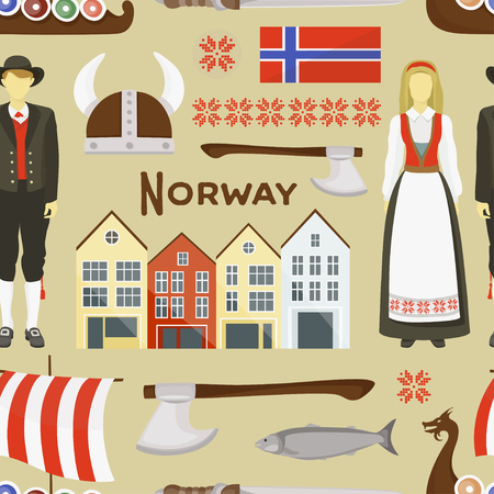 Norway icon set pattern illustration.のイラスト素材