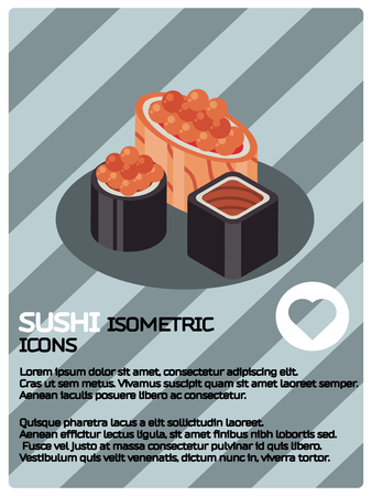 Sushi color isomeric poster. Vector illustration,のイラスト素材