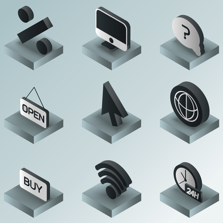 E-commerce color gradient isometric iconsのイラスト素材
