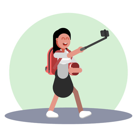 Girl Making selfieのイラスト素材
