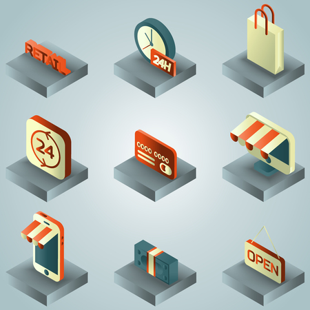 Retail color gradient isometric iconsのイラスト素材