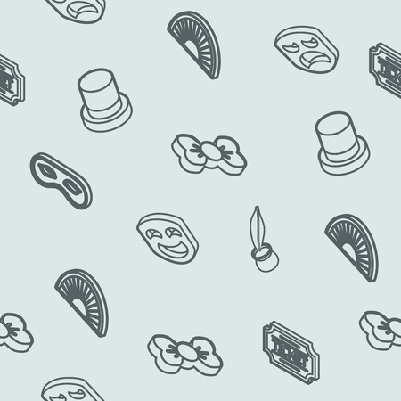 Theatre outline isometric patternのイラスト素材
