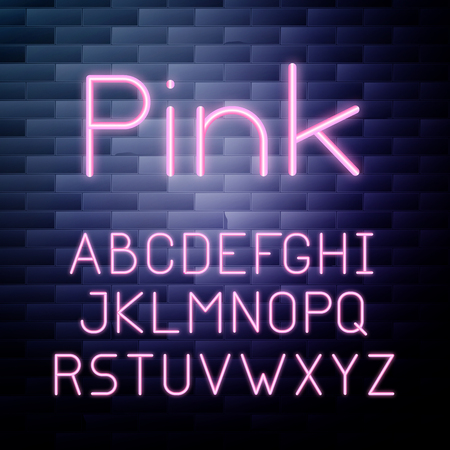 Pink Glowing neon alphabetのイラスト素材