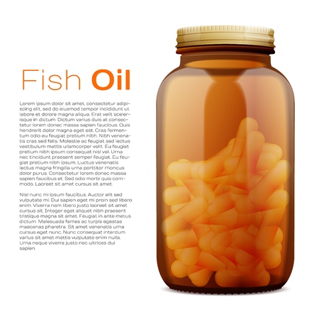 Dark Amber Glass With Fish Oil Bottle Mockupのイラスト素材