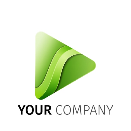 Green triangle Logo design ribbonのイラスト素材