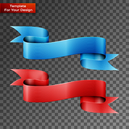 Blue and red ribbons On transparent Background. Isolated design elements.のイラスト素材