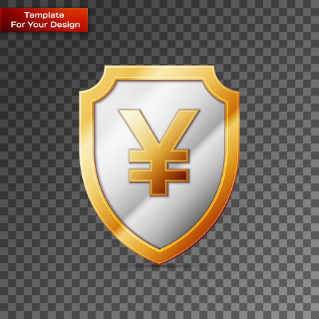 Shield with JPY sign On transparent Background. Vector illustration, EPS 10のイラスト素材