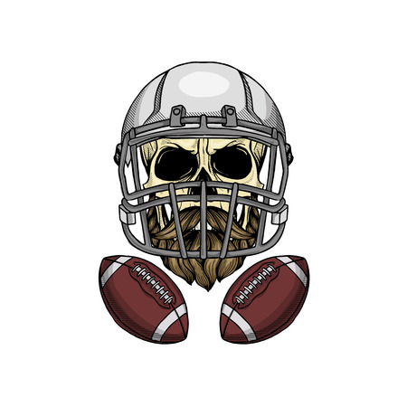 Sketch color skull american footballのイラスト素材