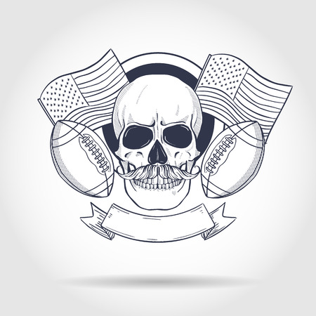 Sketch skull american footballのイラスト素材