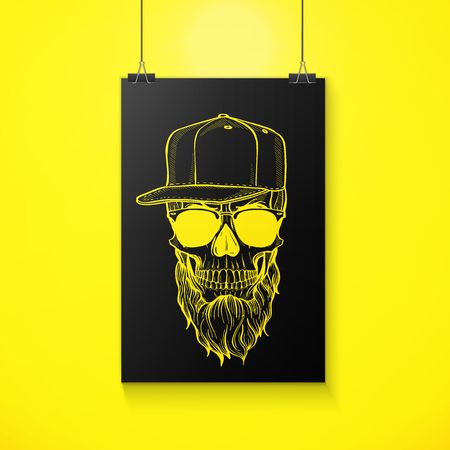 Angry skull with hairstyleのイラスト素材