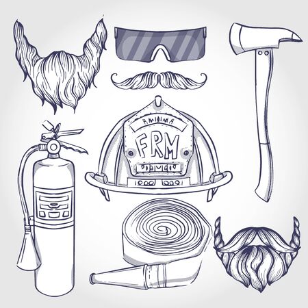 Sketch fireman attributesのイラスト素材
