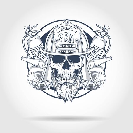 Sketch fireman skullのイラスト素材