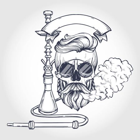 Color hipster skullのイラスト素材