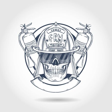 Sketch fireman skullのイラスト素材