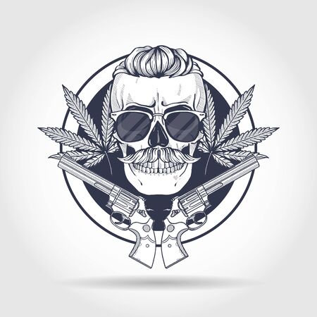 Mexican sketch skullのイラスト素材